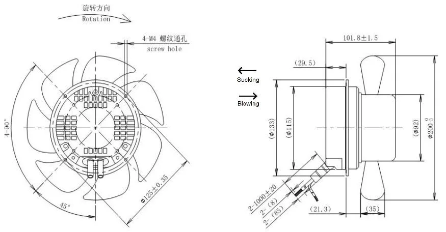 AC DC Ec External Rotor Motor Axial Fan Industrial Ventilation Exhaust Fan Cooling Fan 200/250/300/315/350/400/450mm