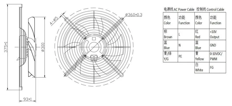 300mm 230V Ec Brushless External Rotor Metal Industrial Cooling Axial Flow Fan with Finger Guard (ZL300E2B2)